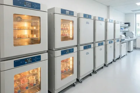 无菌接种与污染控制系统场景图（生物安全柜BSC·压差梯度气流定向·紫外/臭氧消毒·污物通道与高压灭菌）